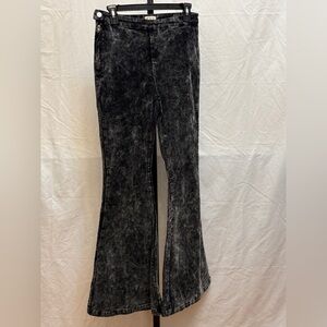376 - POL Washed Black Flare Corduroy Pants
